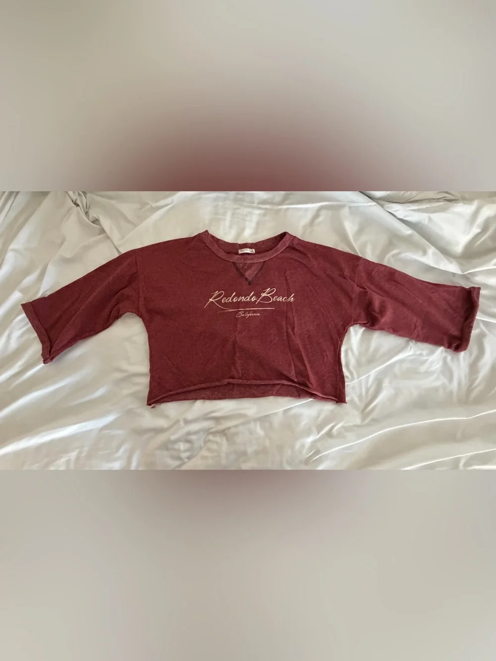 Redondo Beach Crop Tee - Burgundy